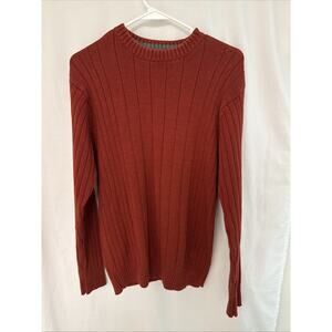 Oscar De La Renta Men’s Burnt Orange Cable Knit Sweater Size M Cotton Preppy